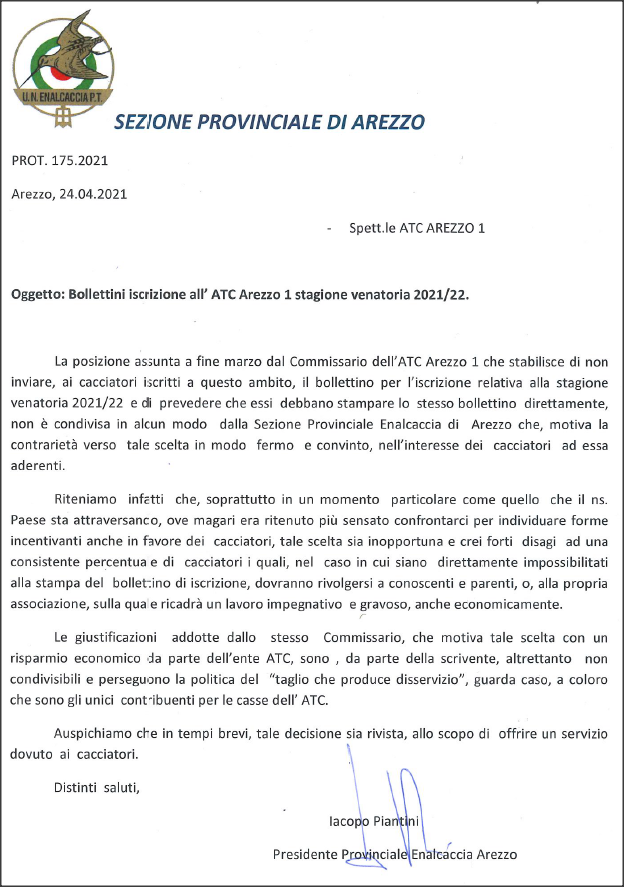 Lettera ATC Arezzo 1